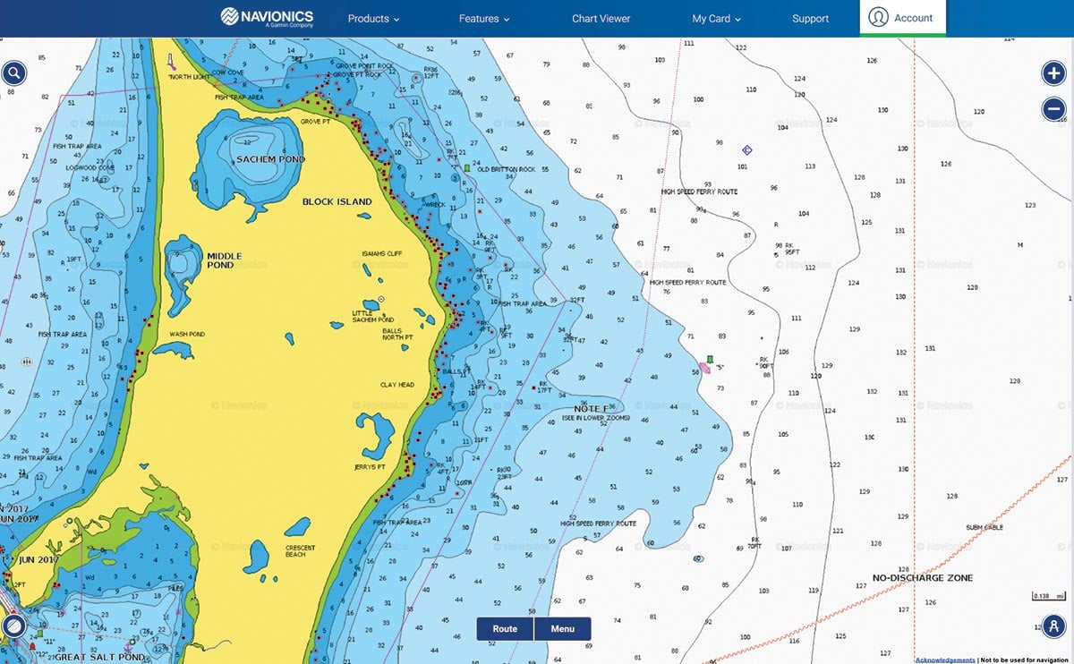 Map showing Clay Head, Block Island, RI