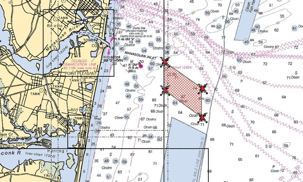 Map showing Manasquan Inlet Reef