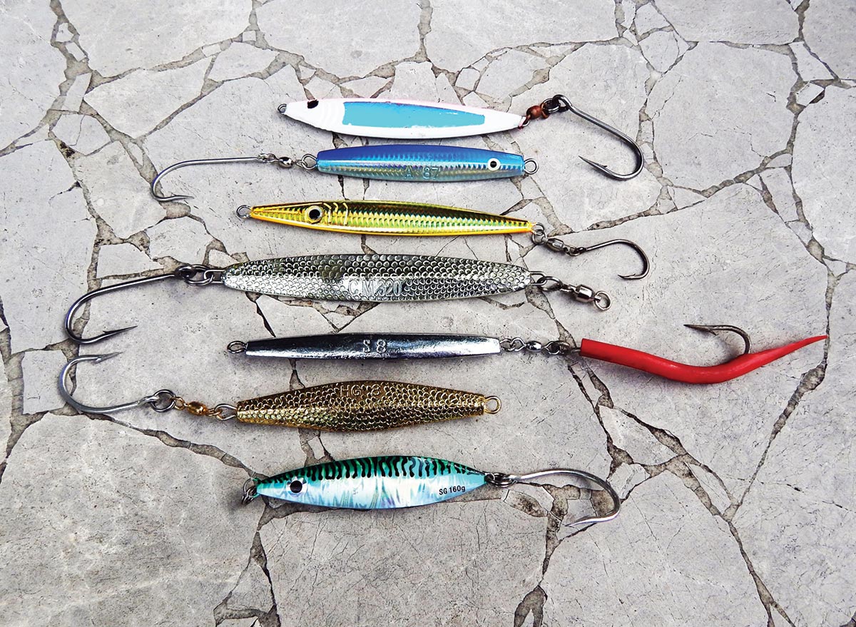 An assortment of jigs that tuna find appealing