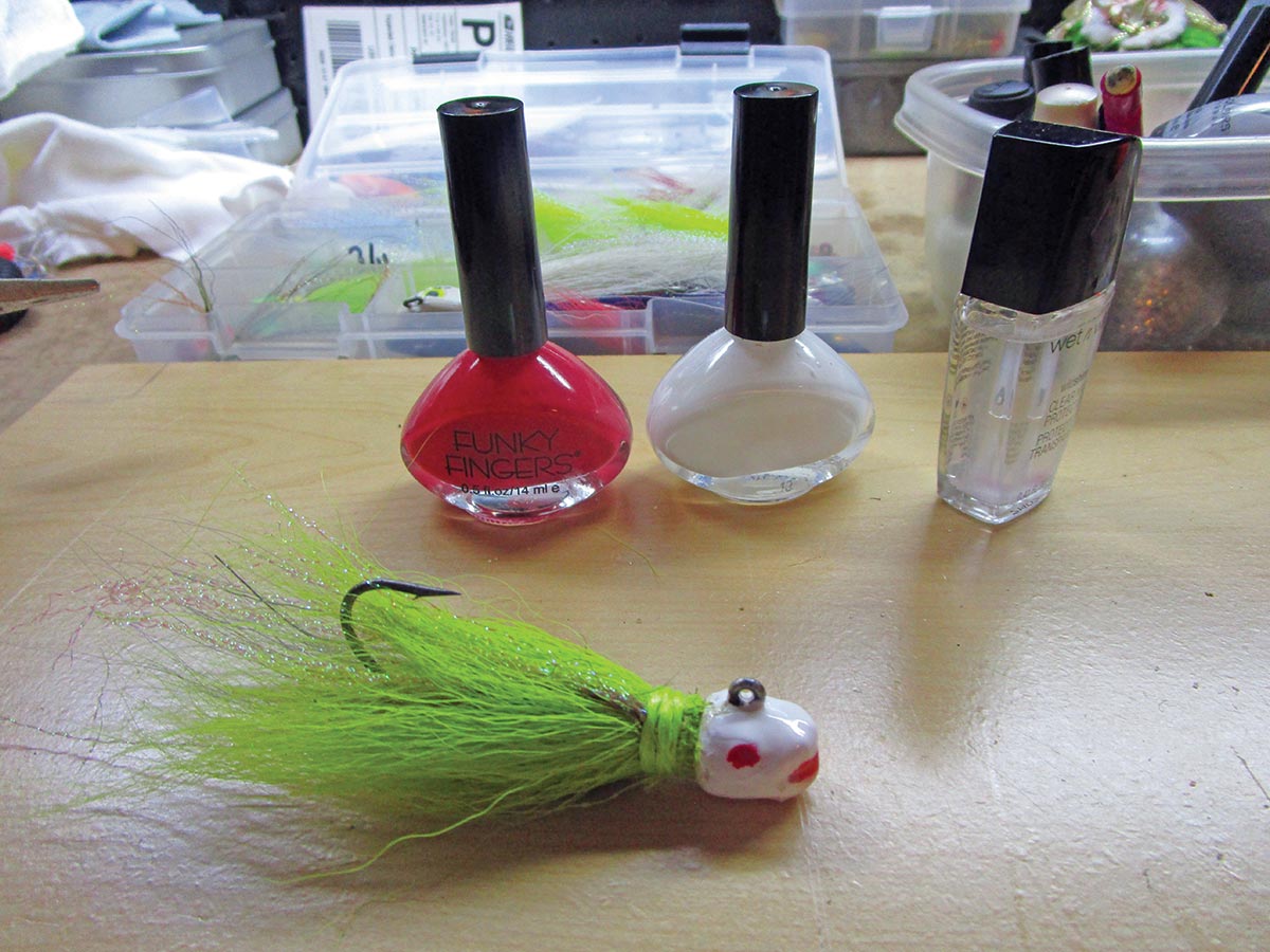 The same bucktail with two coats of white, a dash of red, and two coats of clear