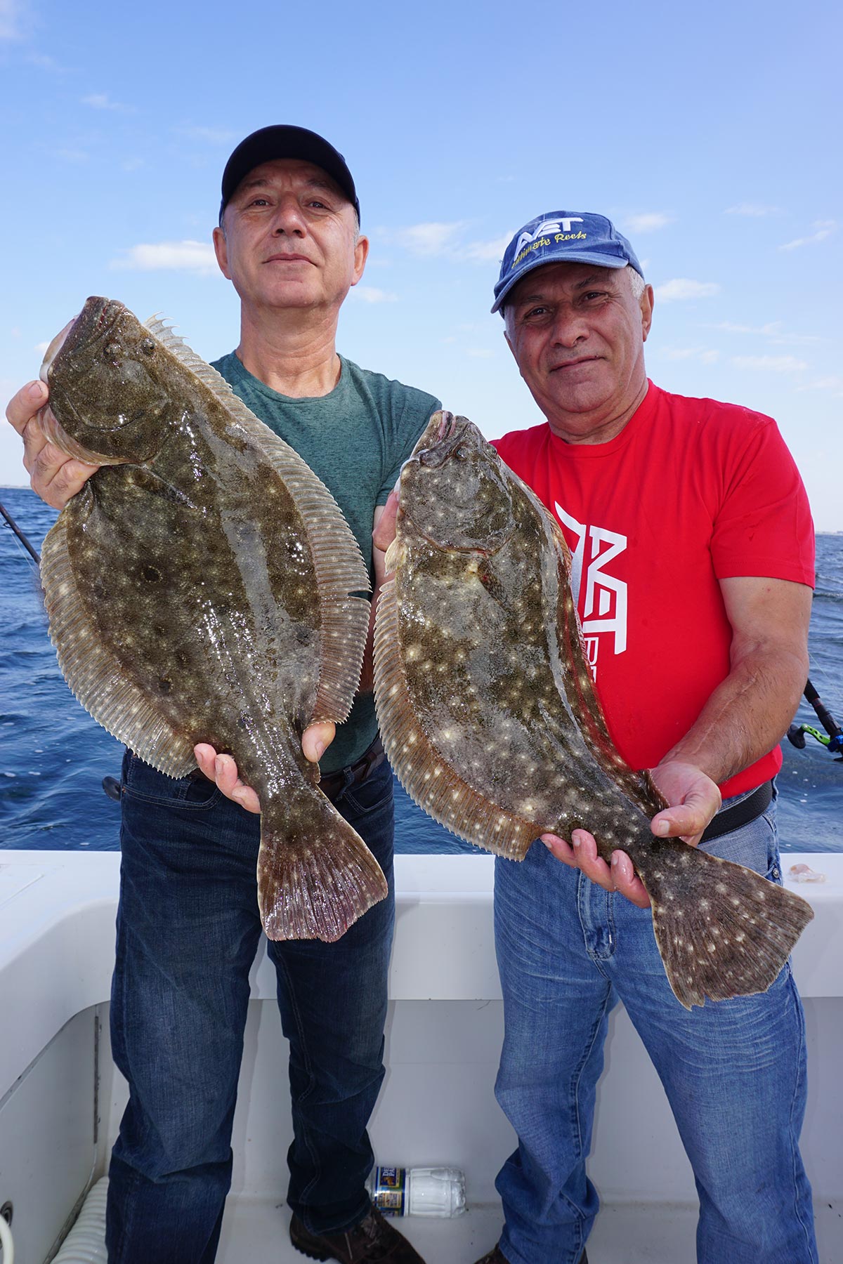 Harry and Sarkis Alajayjyan putting their gear to the test on Northeast fluke.