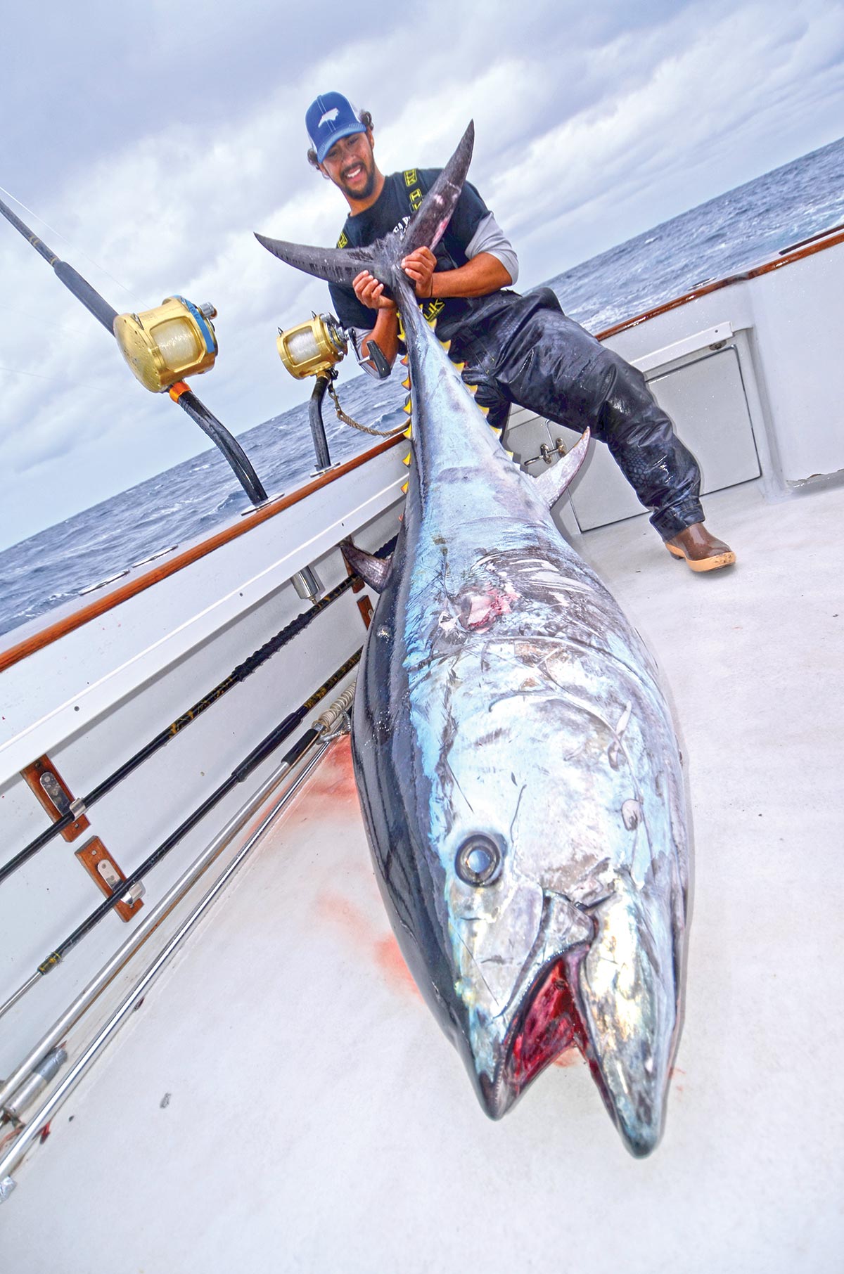 A big bluefin tuna on a boat