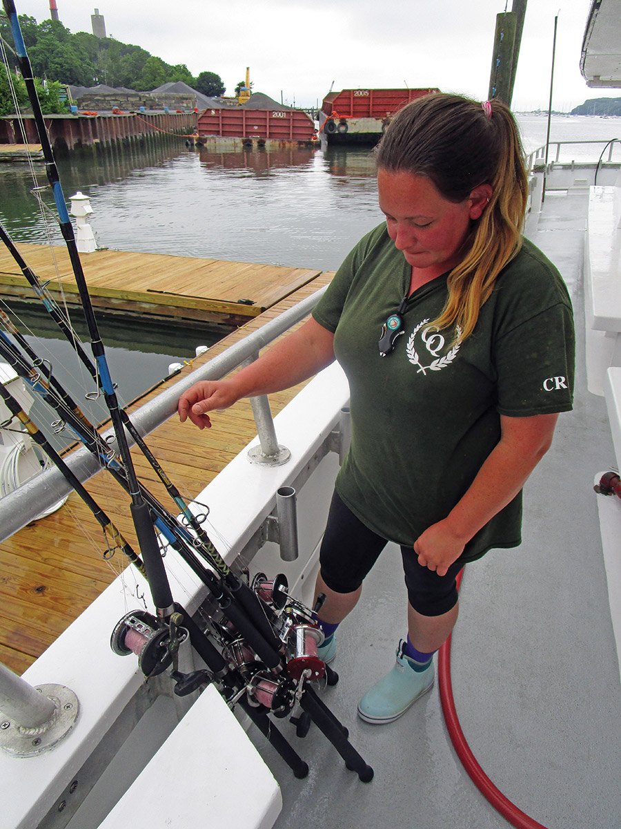 The end of the day and it’s time for Nicole to get tomorrow’s equipment ready on the Celtic Grace.