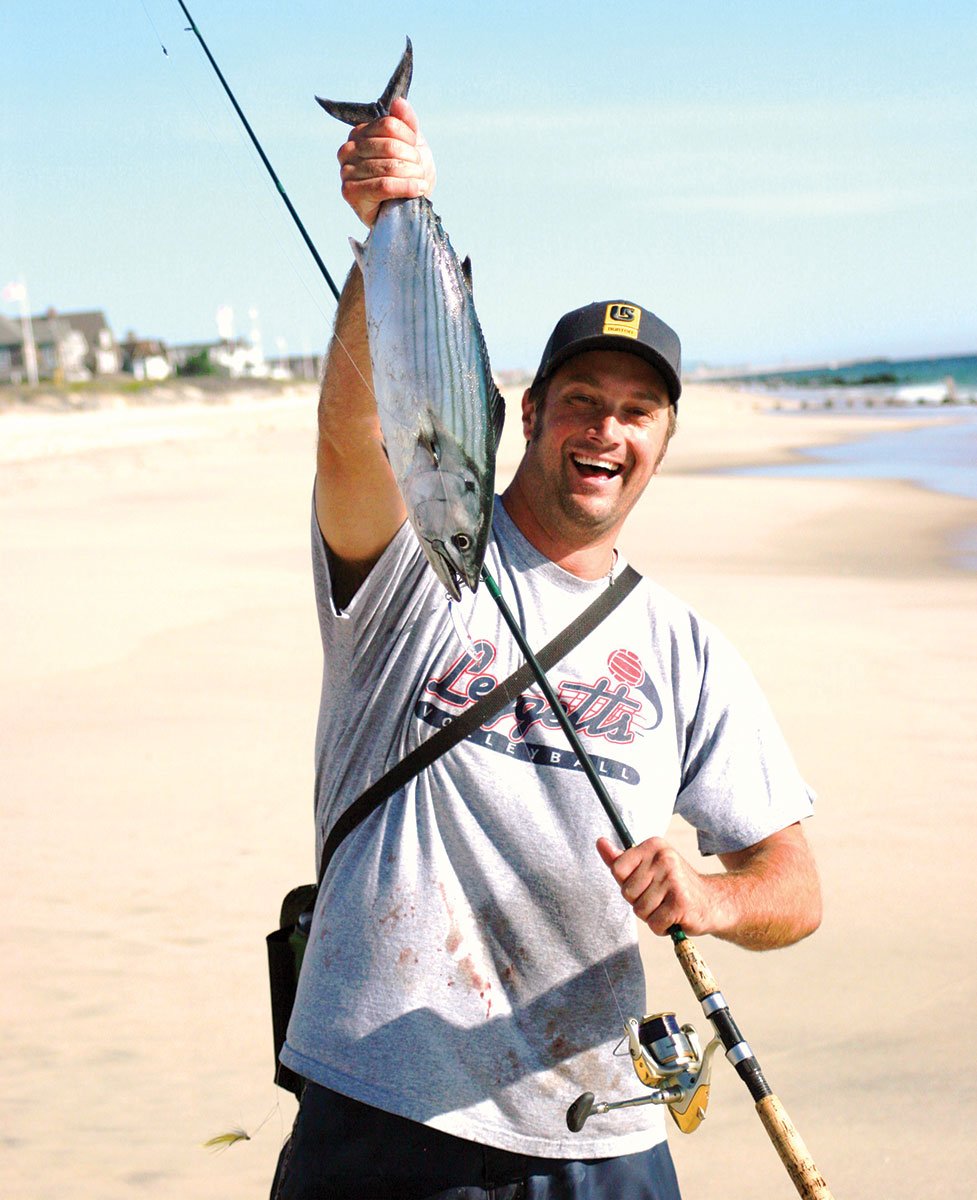 Surfcasters getting a shot at Atlantic bonito in the wash along with false albacore. 