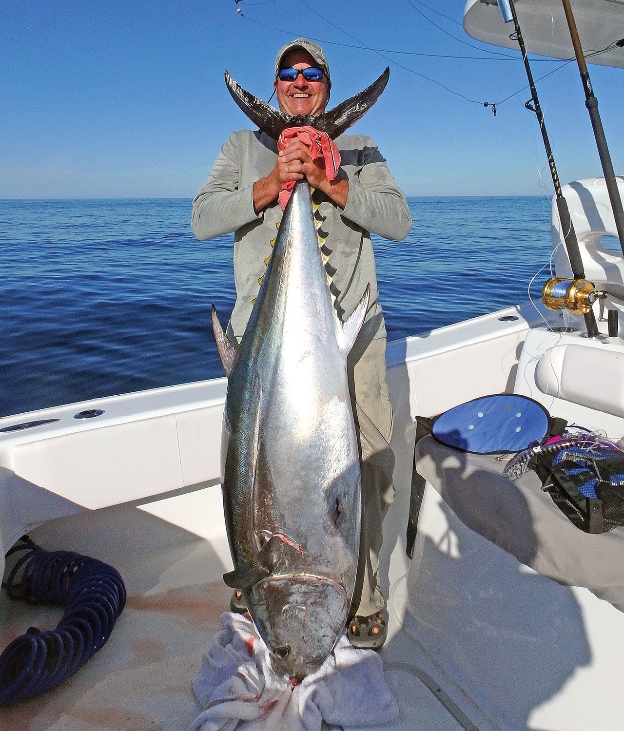 Proudly showing off a huge catch