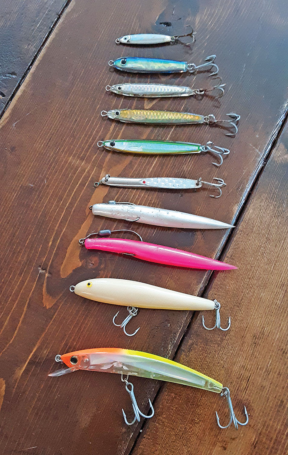 A well-rounded false albacore lure selection 