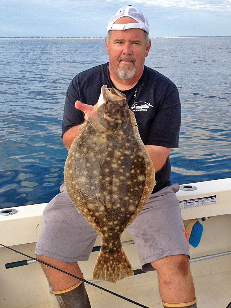 Tony Salerno used a bucktail and Gulp to score this ocean going fluke.
