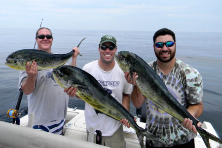 A large piece of flotsam produced some excellent mahi action for Ryan, Greg and Marc.