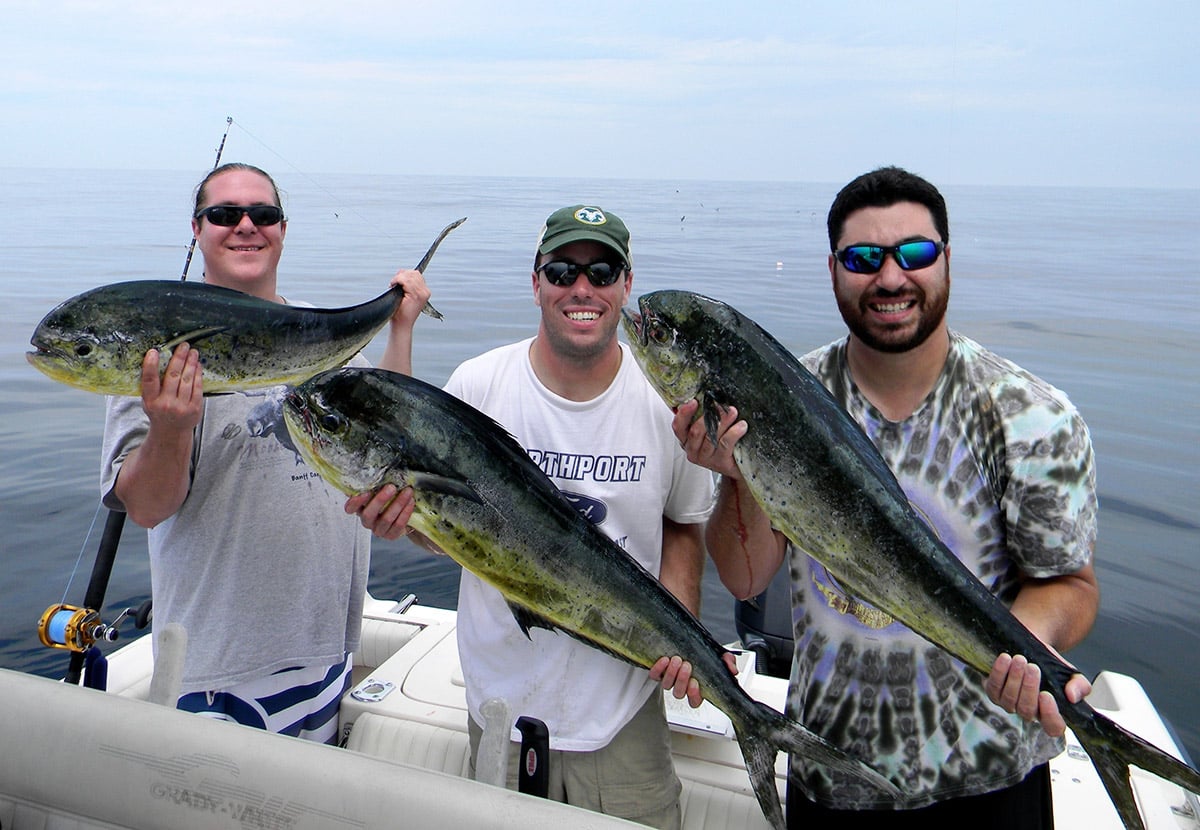 A large piece of flotsam produced some excellent mahi action for Ryan, Greg and Marc.