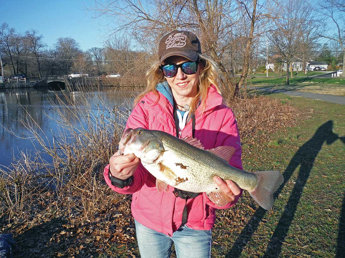 While largemouth tend to get more lethargic during the winter, concentrating efforts on a sunny bank where water temperatures will be warmer could prove productive even in winter. 