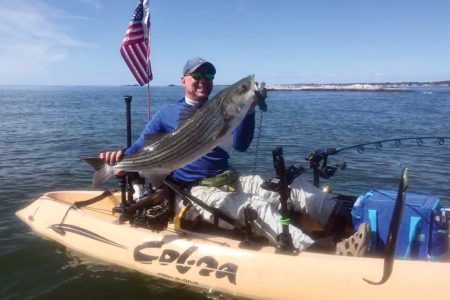 A slow-trolled eel along some gnarly, rocky structure was the key to this large bass landed by the author.