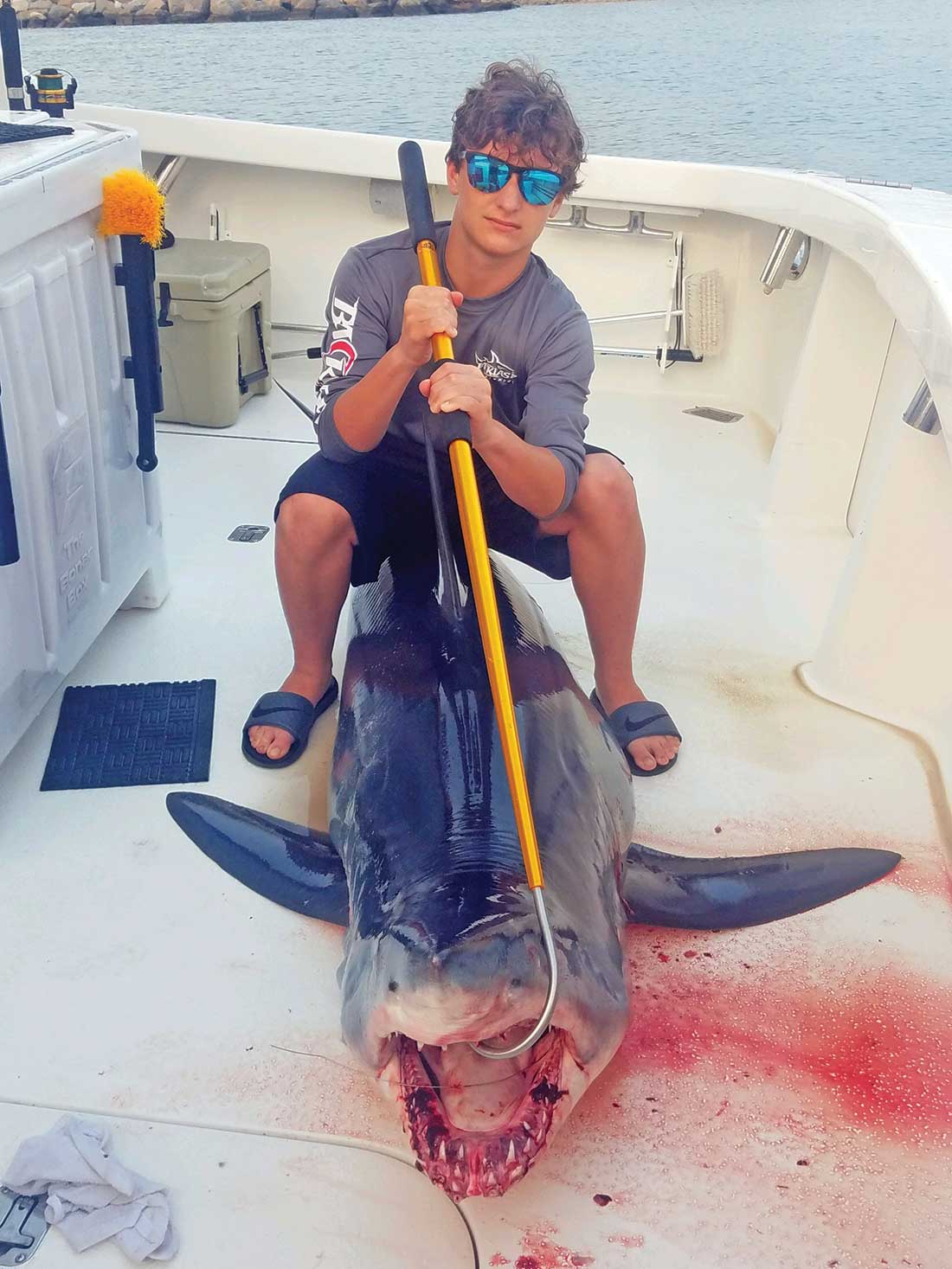 The year 2019 proved to be a good one for shark fans. Fourteen-year-old Danny Cusack, Jr. whipped this 285-pound mako off Montauk aboard his dad’s Backlash in July. 