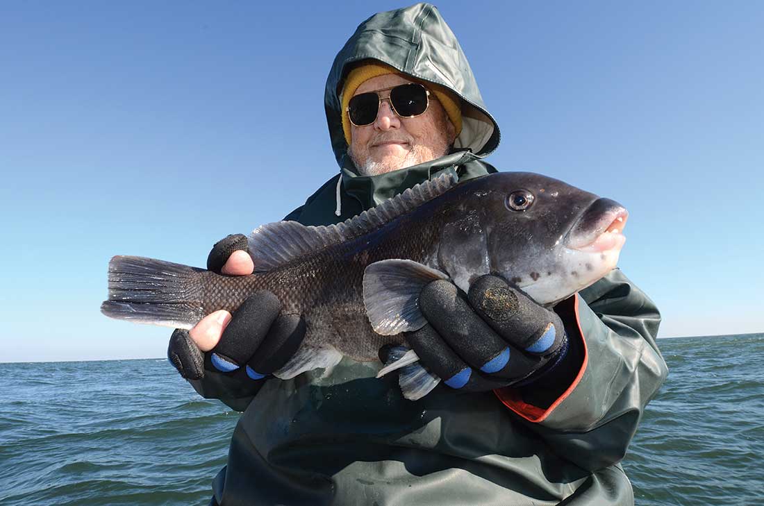 Cold air temperatures and calm seas are often best for tog fishing.