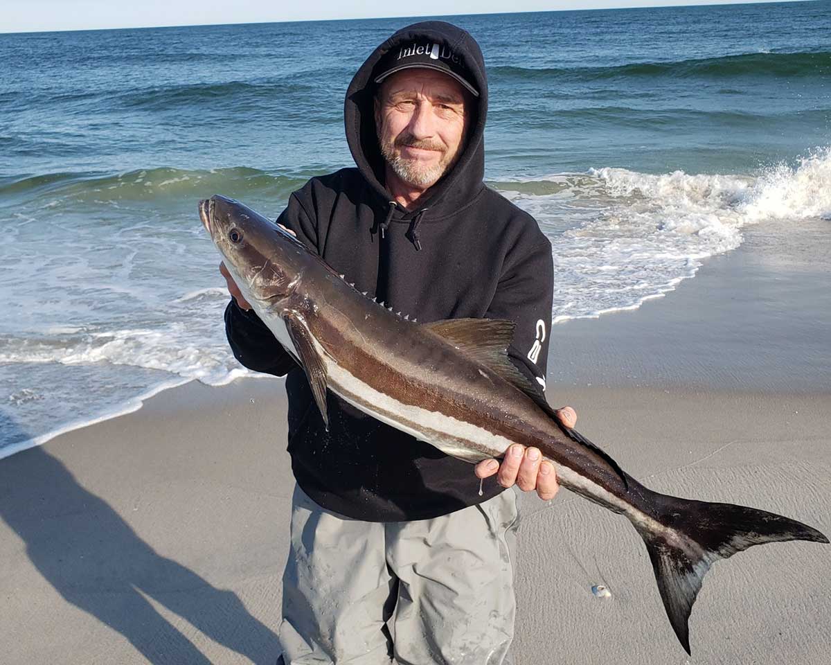 While soaking a bunker chunk for striped bass