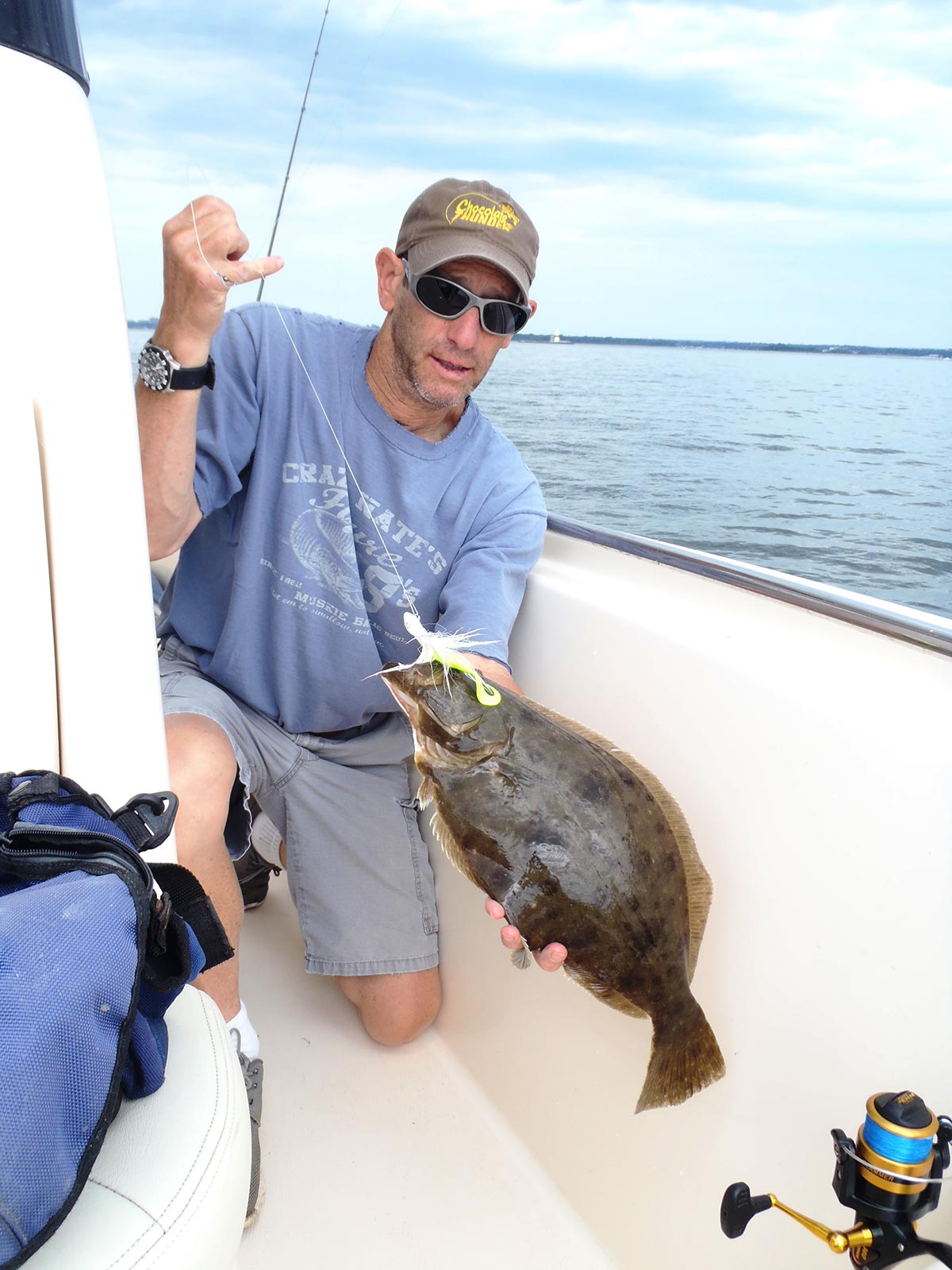 Fishing with white bucktails