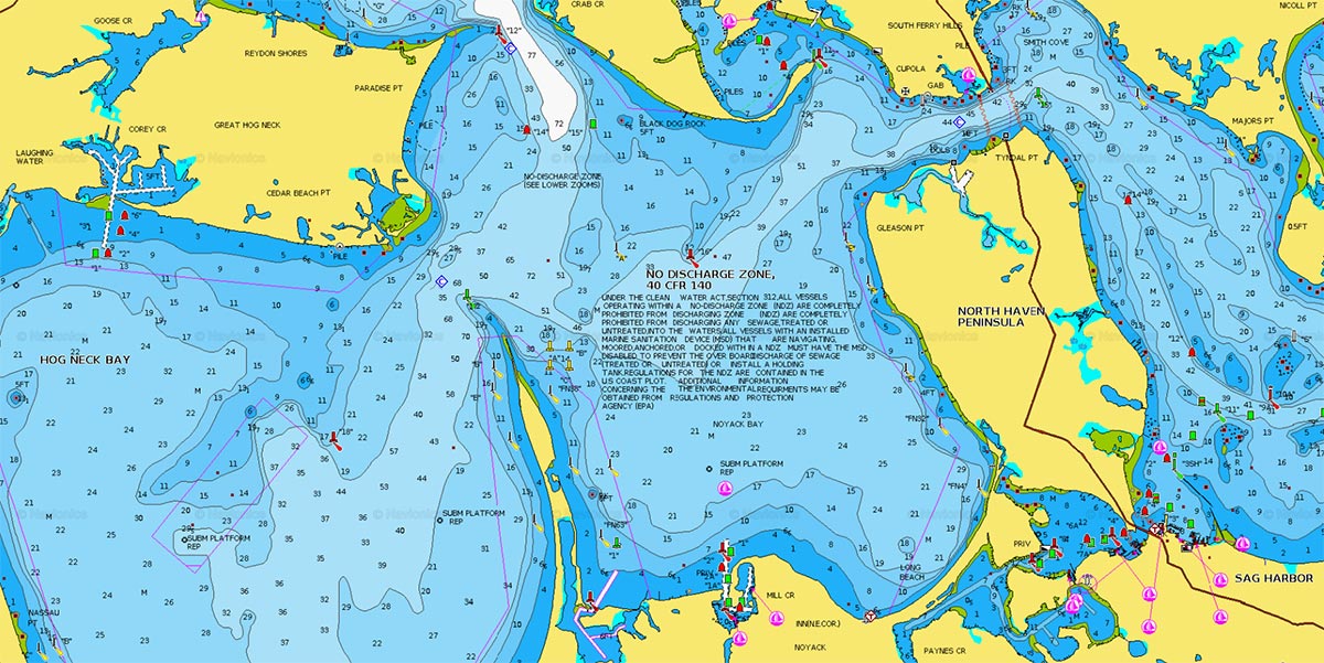 If you are new to the Peconics, a good chart can help provide some good intel on the areas you will be fishing. Chart courtesy of Navionics. 
