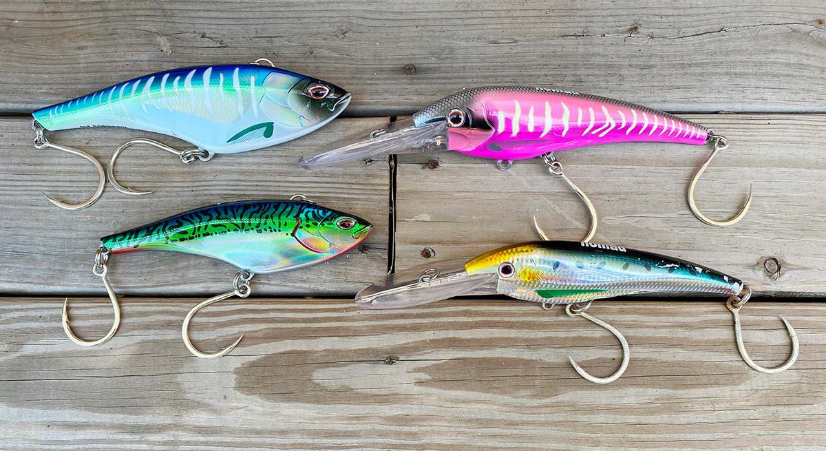 Setting a spread of DTX Minnows and Madmacs for tuna and wahoo